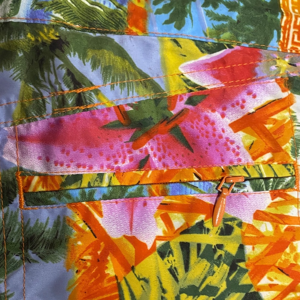 No Boundaries size small Orange and Blue Floral Swim Shorts patchwork tropical - Picture 9 of 11